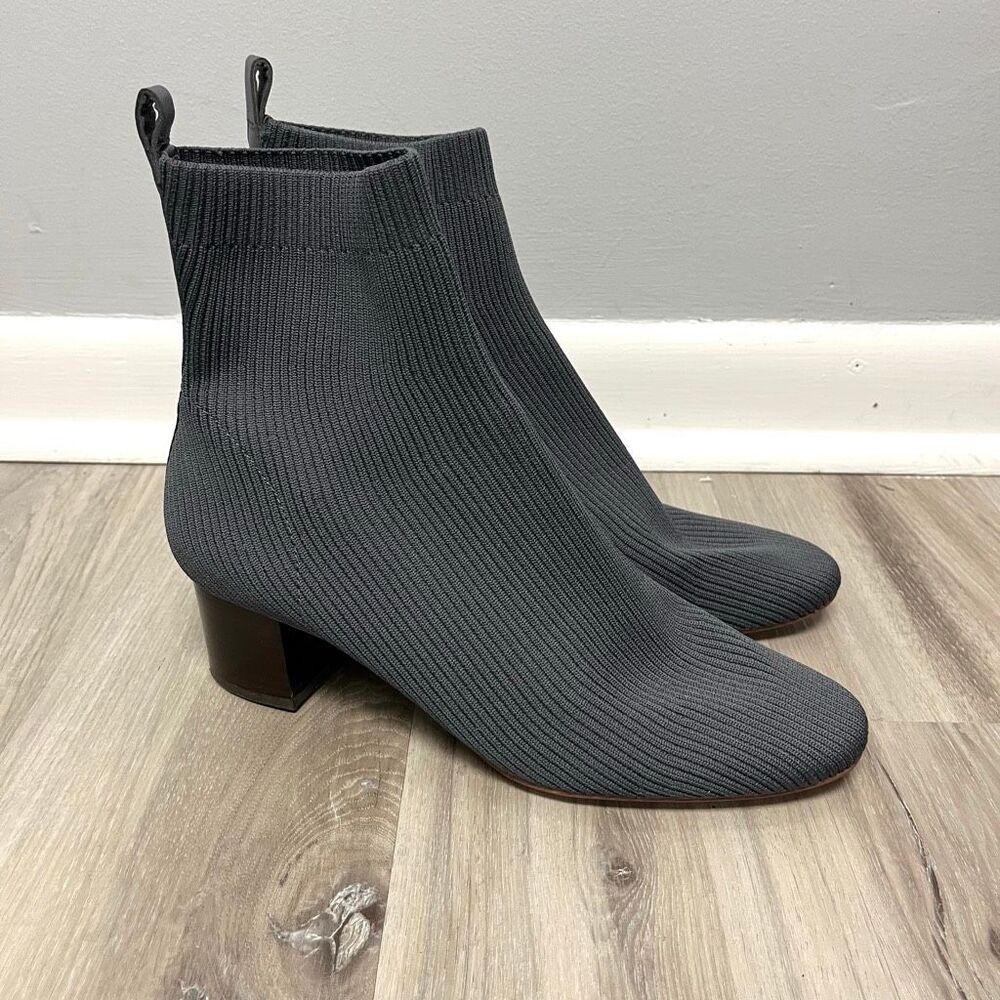 Everlane Boots Women’s 10.5 The Glove Gray Ribbed Stretch Knit Heeled Ankle
